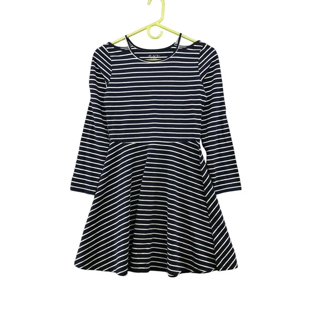 NWT The Children's Place Girls Size L (10/12) T Shirt Dress Cold Shoulder Stripe